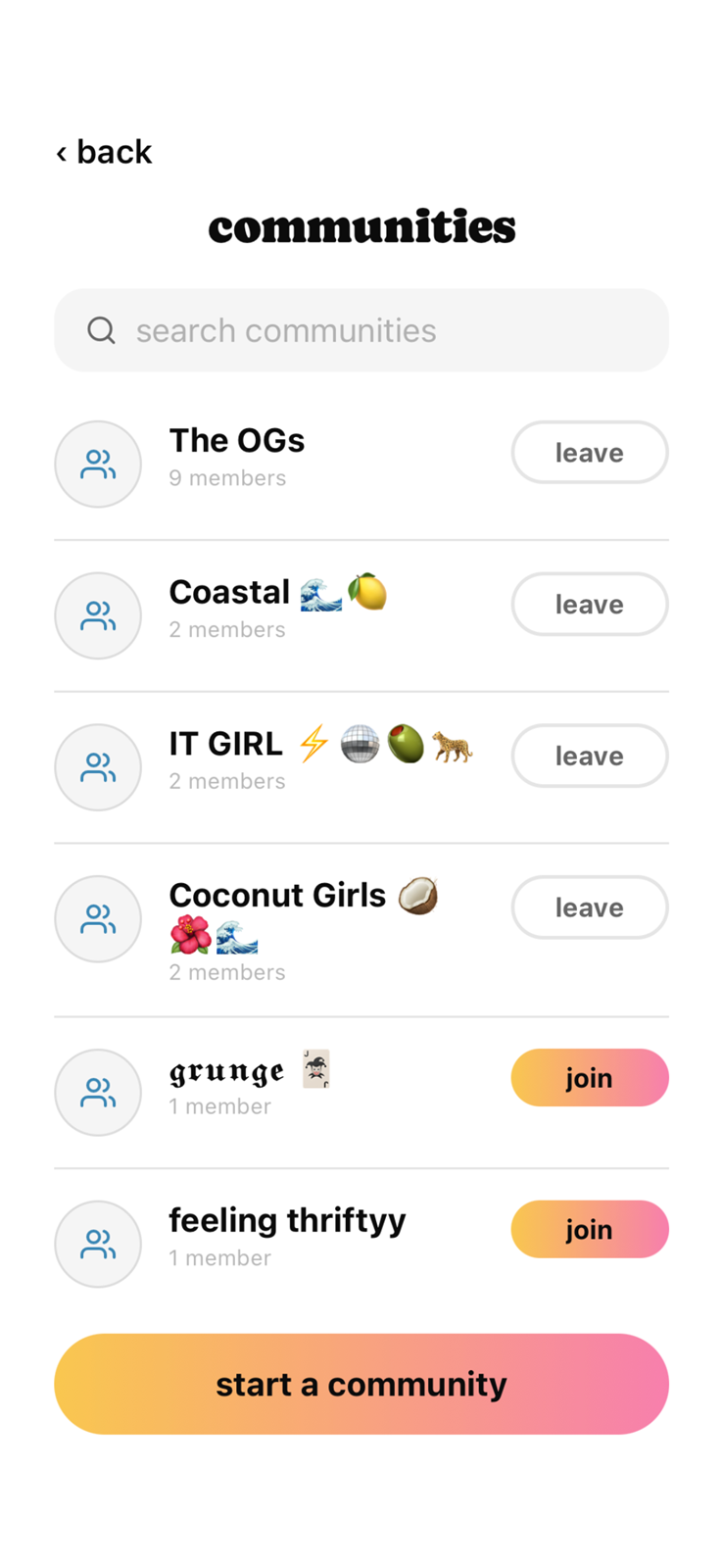 Muse style communities